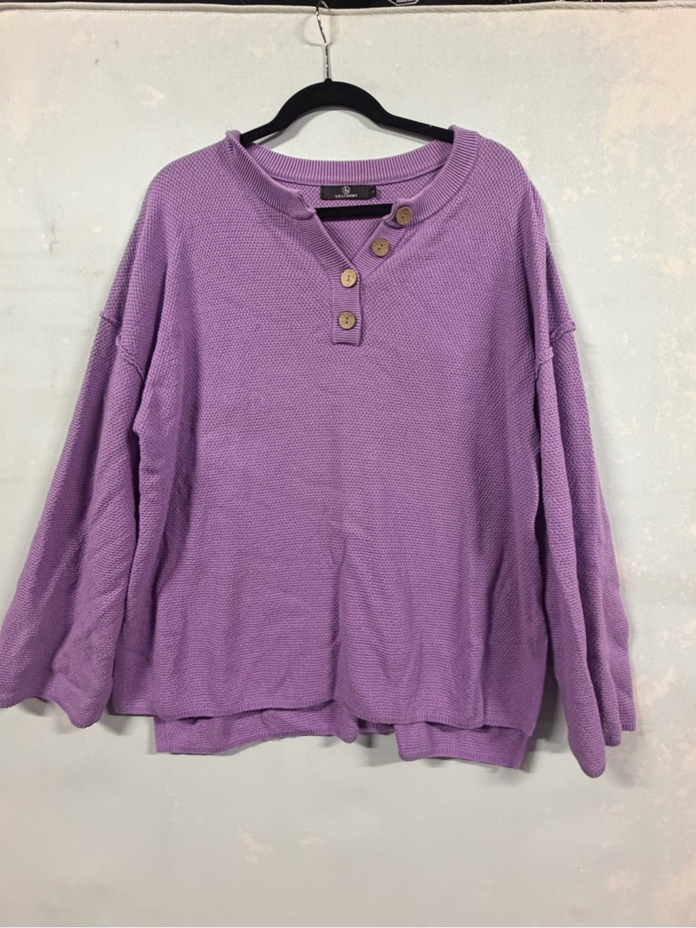 Lillusory Large Mauve Knit Matching Set (Long Sleeve Henley and Pants)